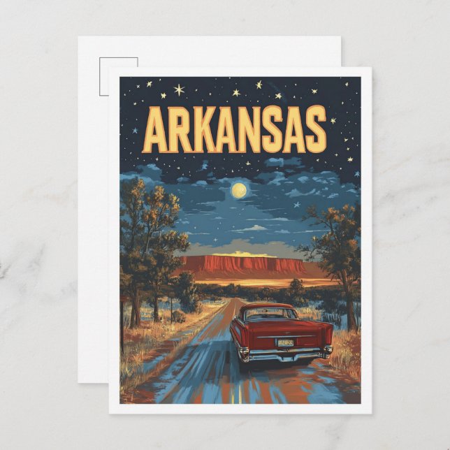 Arkansas USA Vintag Illustration Travel Postkarte (Vorne/Hinten)