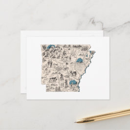 Arkansas Vintag Picture Map Staat Chart Postkarte