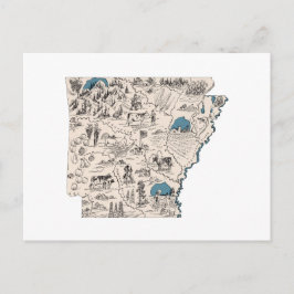 Arkansas Vintag Picture Map Staat Chart Postkarte