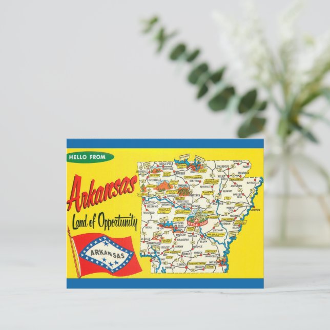 Arkansas Vintag Road Map Postkarte (Stehend Vorderseite)