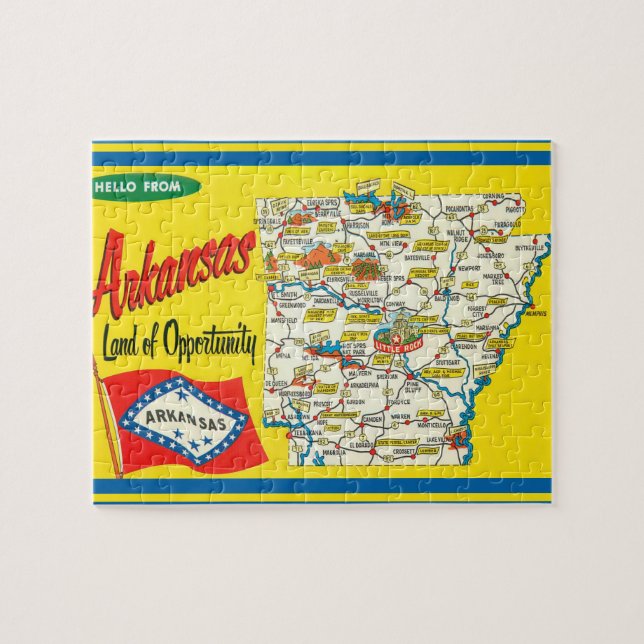Arkansas Vintag Road Map Postkarte Puzzle (Horizontal)