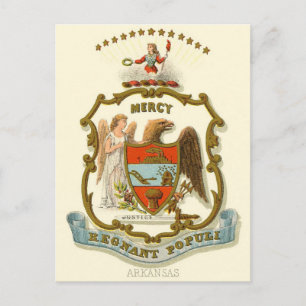 Arkansas   Vintage Reise - Staatswappen Postkarte