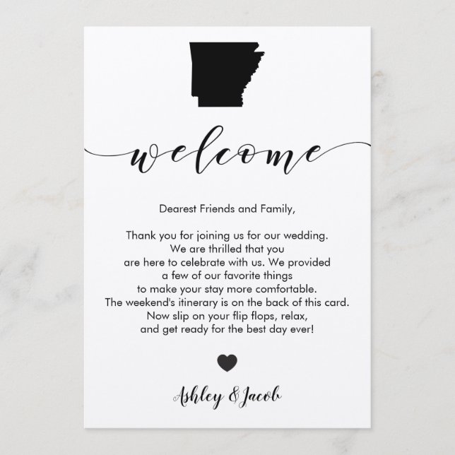 Arkansas Wedding Welcome Letter & Itinerary Card Programm (Vorderseite)