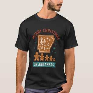 Arkansas Weihnachts-Shirt Cookie Karte Bäume Schne T-Shirt