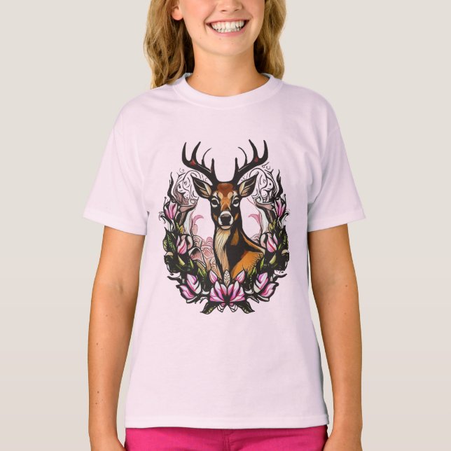Arkansas White-tailed Deer With Apple Blossom T-Shirt (Vorderseite)