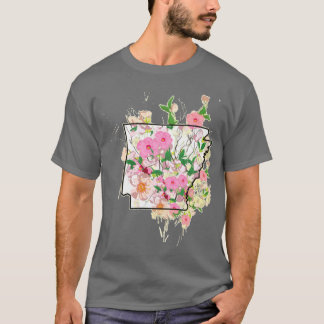 Arkansas Zuhause Kontur Apfelblüte Staat Blume T-Shirt
