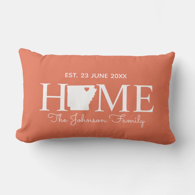 Arkansas Zuhause Staat Karte personalisierte Famil Lendenkissen (Vorderseite)