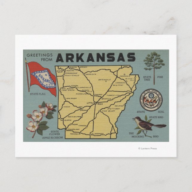 ArkansasGroße BuchstabenszenenArkansas 2 Postkarte (Vorderseite)