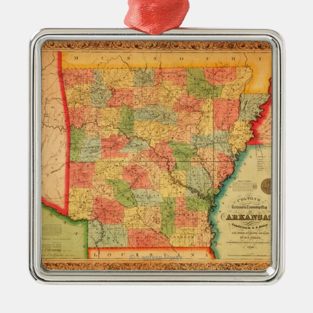 ArkansasPanoramic MapArkansas Ornament Aus Metall (Vorne)