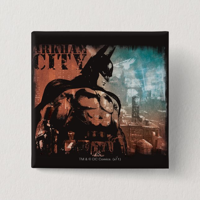 Arkham City Batman gemischte Medien Button (Vorderseite)