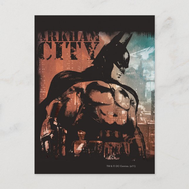 Arkham City Batman gemischte Medien Postkarte (Vorderseite)