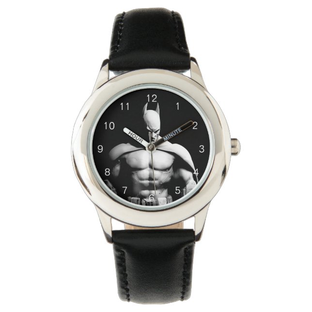 Arkham City | Schwarz-Weiß-Pose Batman Armbanduhr (Vorderseite)
