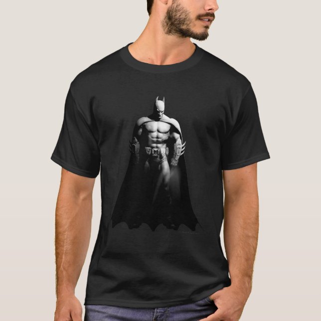 Arkham City | Schwarz-Weiß-Pose Batman T-Shirt (Vorderseite)
