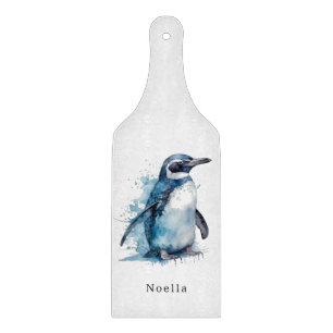 Arktis Azurblauer Wasserfarben-Pinguin, individuel Schneidebrett