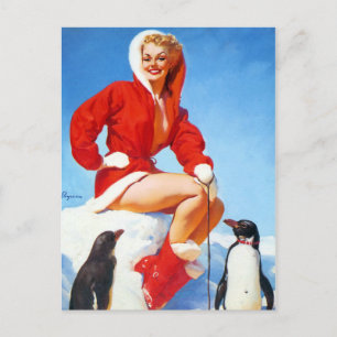 Arktis Mädchen Pin Up Postkarte