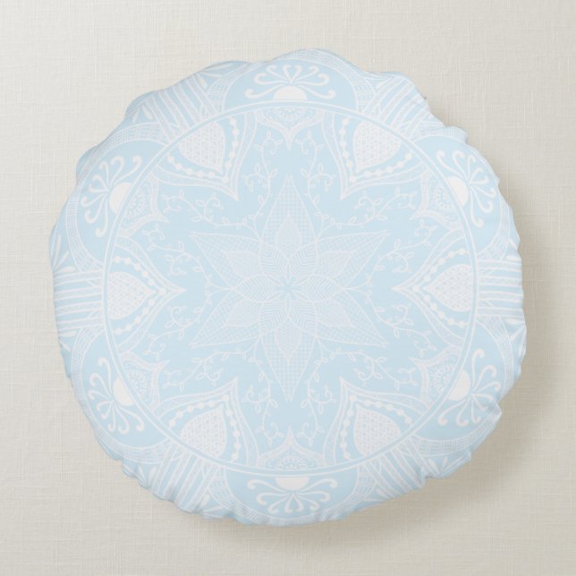 Arktis Mandala Rundes Kissen (Rückseite)