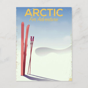 Arktis-Ski-Vintage-Abenteuer-Explorationsposter Postkarte