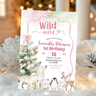 Arktis-Tiere Coquette Wild One Mädchen 1. Geburtst Einladung