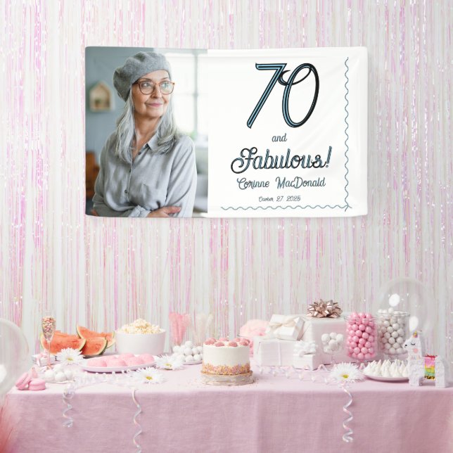 Arktisch Blau Siebzig und Fantastischer 70. Geburt Banner (Party)