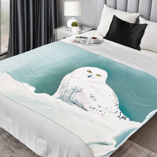 Arktische Aquamarine Schneeauwl Fleecedecke (Von Creator hochgeladen)
