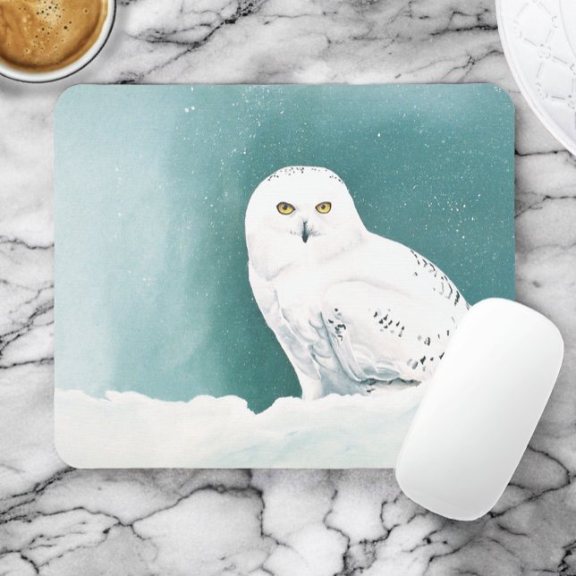 Arktische Aquamarine Schneeauwl Mousepad (Von Creator hochgeladen)