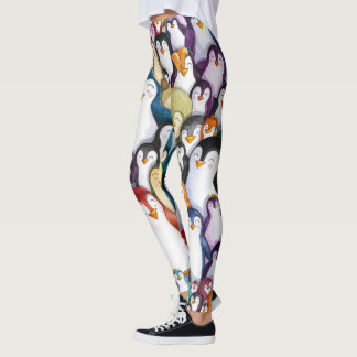 Arktische Aura: Pinguin-Design Aquarellfarben-Legg Leggings