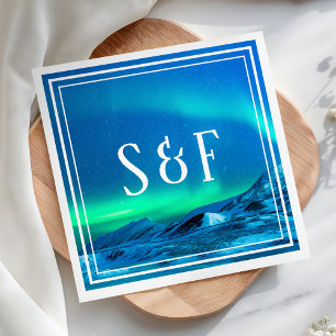 Arktische Aurora Nordlichter Hochzeit Serviette