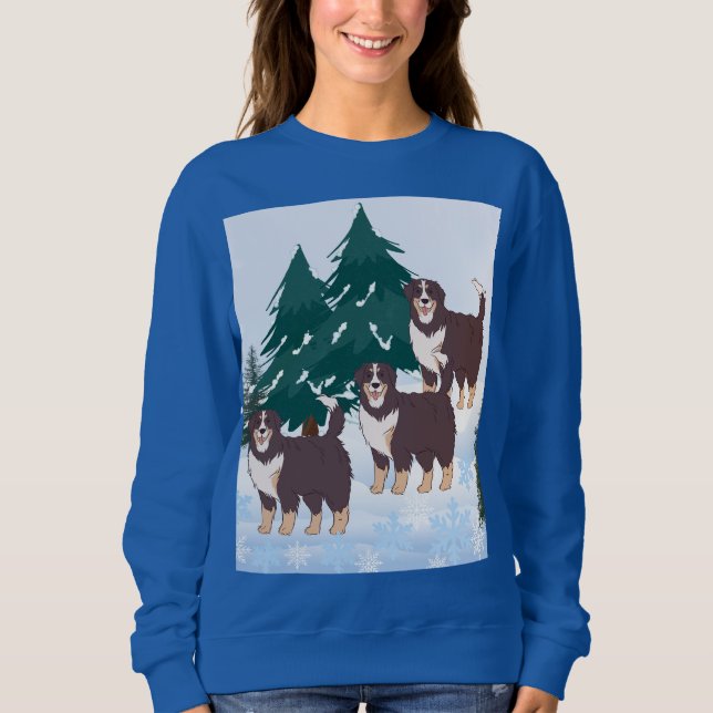 Arktische Beauties Braun Huskies im Schnee Winterw Sweatshirt (Vorderseite)