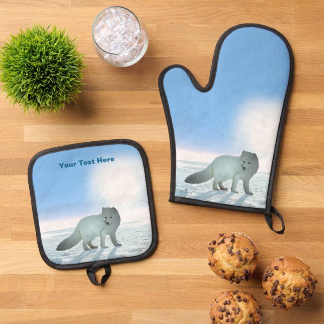 Arktische Fox Ofenhandschuh & Topflappen-Set (Oben Unten)