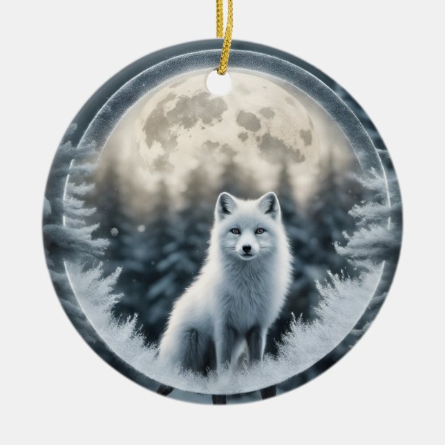 Arktische Fox-Ornament Keramik Ornament (Vorne)