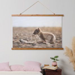 Arktische Fox Wandteppich Mit Holzrahmen