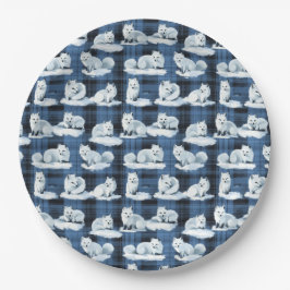 Arktische Füchse Winter Weihnachten Tartan Kariert Pappteller