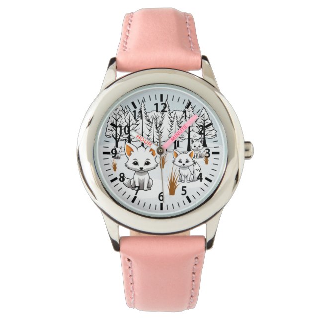 Arktische Füchse - Winterlandschaft Armbanduhr (Vorderseite)