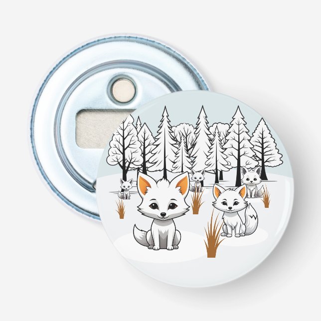 Arktische Füchse - Winterlandschaft Flaschenöffner (Vorderseite)
