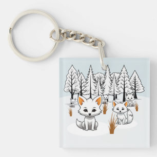 Arktische Füchse - Winterlandschaft Schlüsselanhänger