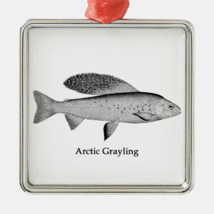 Arktische Grayling-Logo (Line Art) Ornament Aus Metall