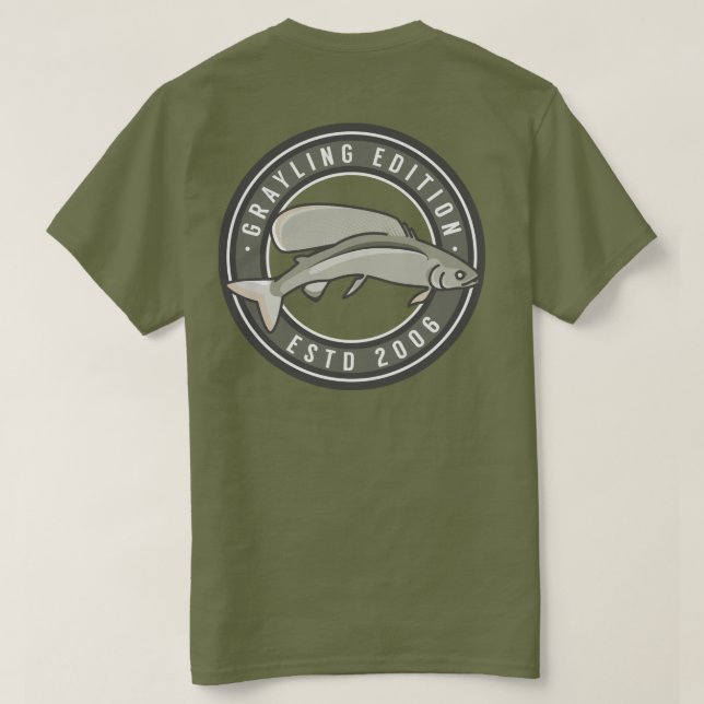 Arktische Graylings-Olive T-Shirt (Design Rückseite)
