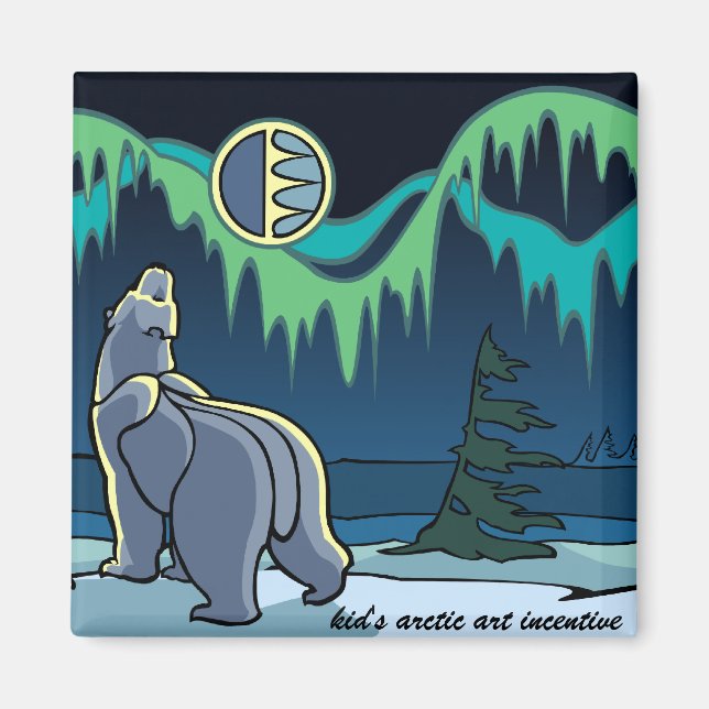 Arktische Kunst Kühlschrankmagnet Polar Bären Kuns Magnet (Vorne)
