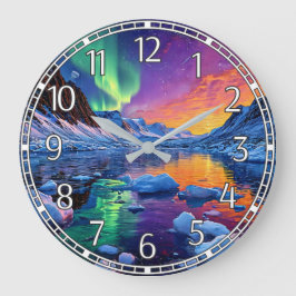 Arktische Landschaft Große Wanduhr