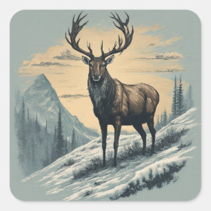"Arktische Majestät: Majestic Karibik Quadratischer Aufkleber
