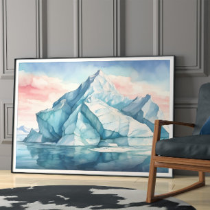 Arktische Majestät, Vivid Watercolor Iceberg Poster