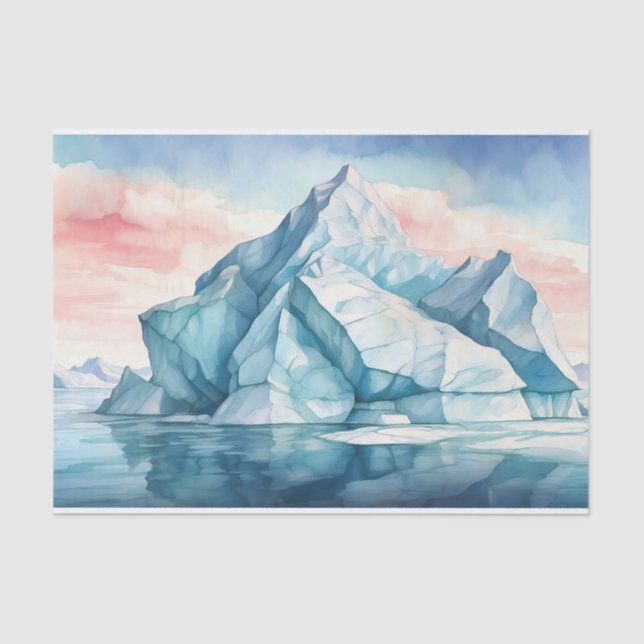 Arktische Majestät, Vivid Watercolor Iceberg Seidenpapier (Vorderseite)