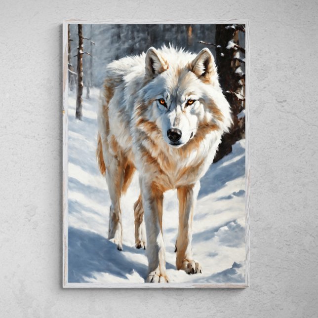 Arktische Majestät: Weißer Wolf im Schnee Poster (Von Creator hochgeladen)