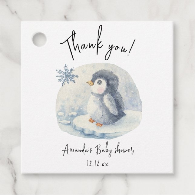 Arktische niedliche Penguin danke Babydusche Geschenkanhänger (Vorderseite)