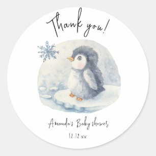 Arktische niedliche Penguin danke Babydusche Runder Aufkleber
