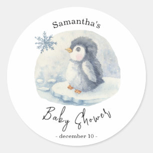 Arktische Penguin - Babydusche Runder Aufkleber