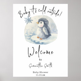Arktische Penguin Begrüßung Babydusche Poster