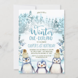 Arktische Pinguine Winter Onederland Geburtstag Einladung