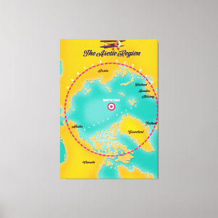 Arktische Region Nordpol Karte Leinwanddruck