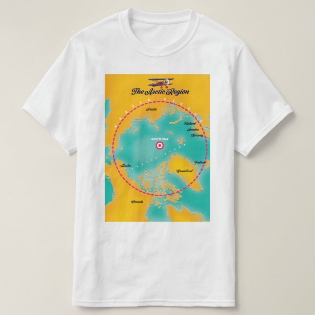 Arktische Region Nordpol Karte T-Shirt (Design vorne)